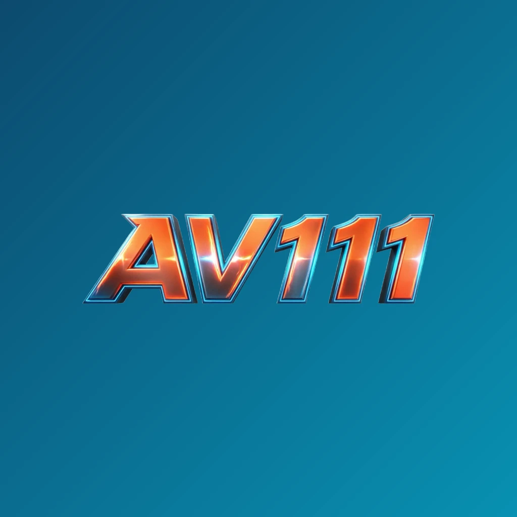 Bold 3D gaming logo with the text AV111 in energetic colors, featuring a modern esports-inspired horizontal rectangular wordmark design with a transparent background